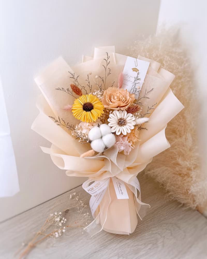 向日葵花束-晨光詩篇 l 附贈白色開窗提袋 太陽花花束 畢業花束