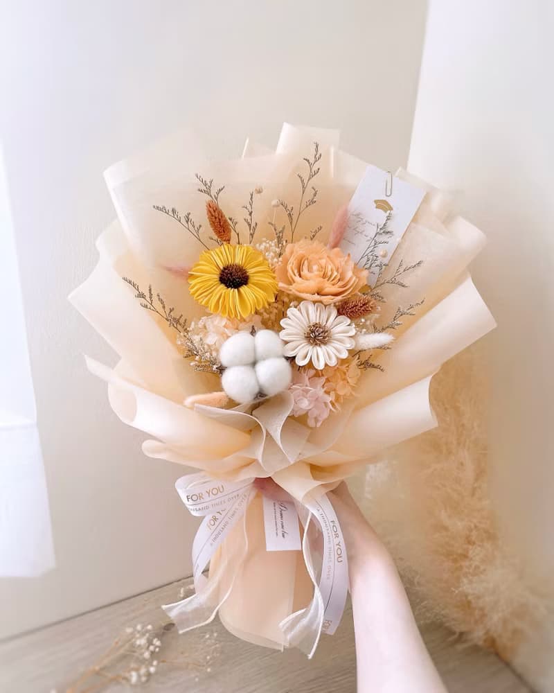 向日葵花束-晨光詩篇 l 附贈白色開窗提袋 太陽花花束 畢業花束