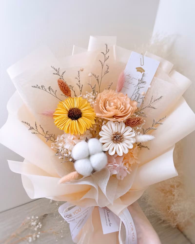 向日葵花束-晨光詩篇 l 附贈白色開窗提袋 太陽花花束 畢業花束