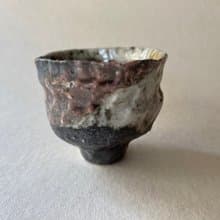 陶/柴燒/絞胎/絕美三色小杯/附木盒