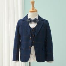 HAO.HAO kids 大方格紋西裝-卡其格紋深藍(三件組)