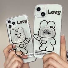 Lovy iPhone mobile phone couple transparent case acrylic smart tok set