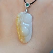 【親翠】天然翡翠 自帶財氣手工雕特色彌勒佛項鍊 畢業禮物 佛系