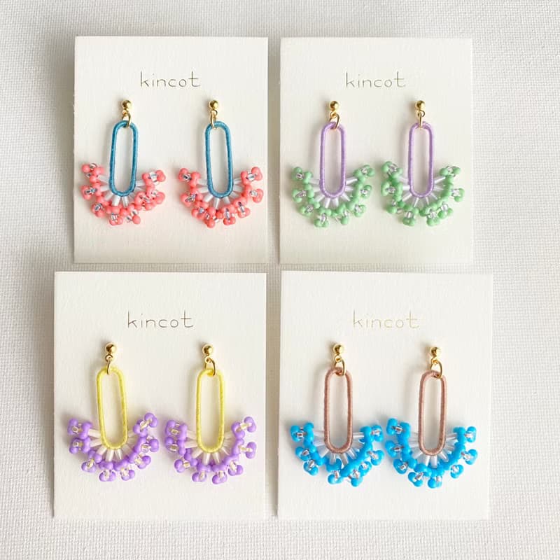 コーラルピアス・イヤリング【グリーン×ビビットイエロー】