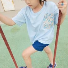 臺灣原創品牌Rakki more兔子口袋女童短袖上衣-藍色