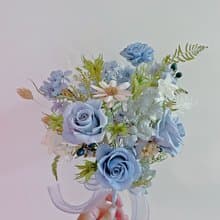 【永生花禮】清新藍白花束/永生捧花/拍照捧花/新娘捧花/登記捧花