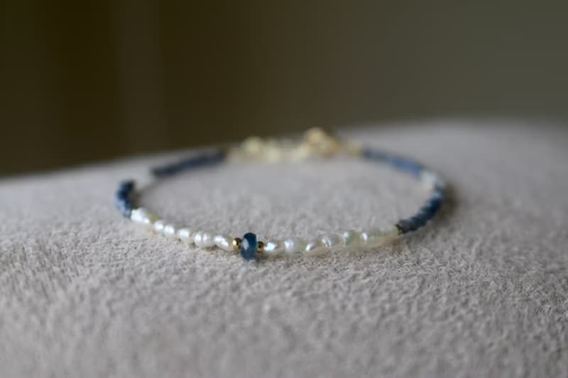 手鍊 藍寶石 海藍寶 珍珠 - 破紀錄 -