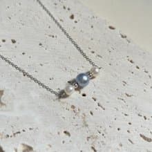 天然真多麻色海水珍珠項鏈 925純銀鍍白金簡約鎖骨鏈 母親節禮物