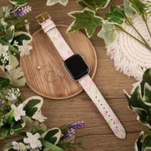 粉紅色鬱金香印花白色蘋果錶帶Apple Watch 4/5/6/7/8/9/SE/Ultra