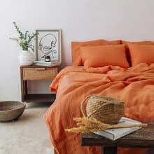 Burnt orange linen duvet cover / Softened linen / Comforter cover / Quilt cover