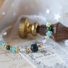 晴雨。阿拉善 蛋白石 天河石 鉻雲母 14KGP 天然石水晶 手鍊