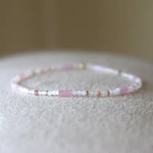 手鍊 月光石 紅寶石 天然石 - 公主 -