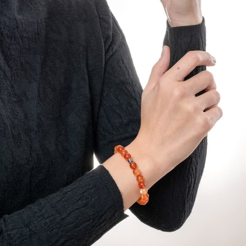 冰透紅瑪瑙 | 天然能量手串 | 7.5-8.5mm  D12602