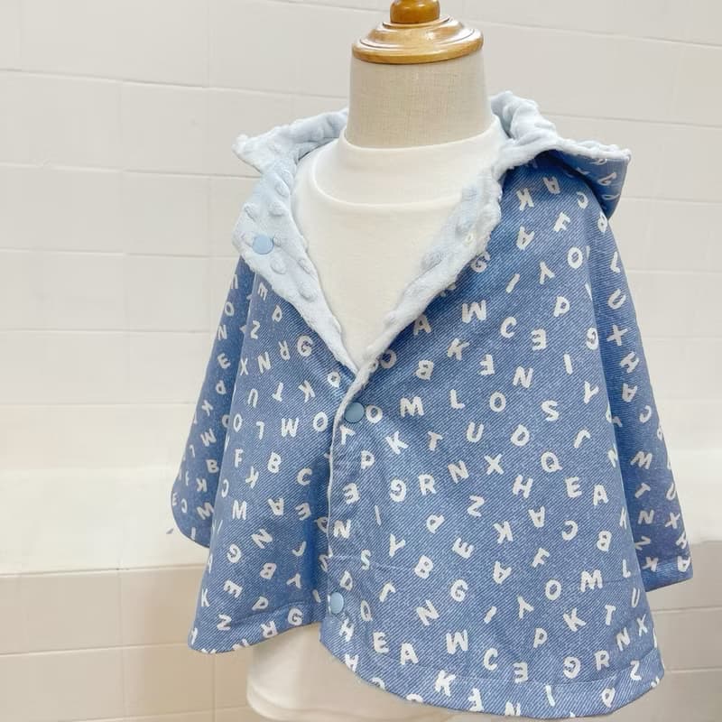 牛仔Boy英文學 嬰幼兒80-100公分 手工保暖斗篷嬰兒禮物 彌月禮盒