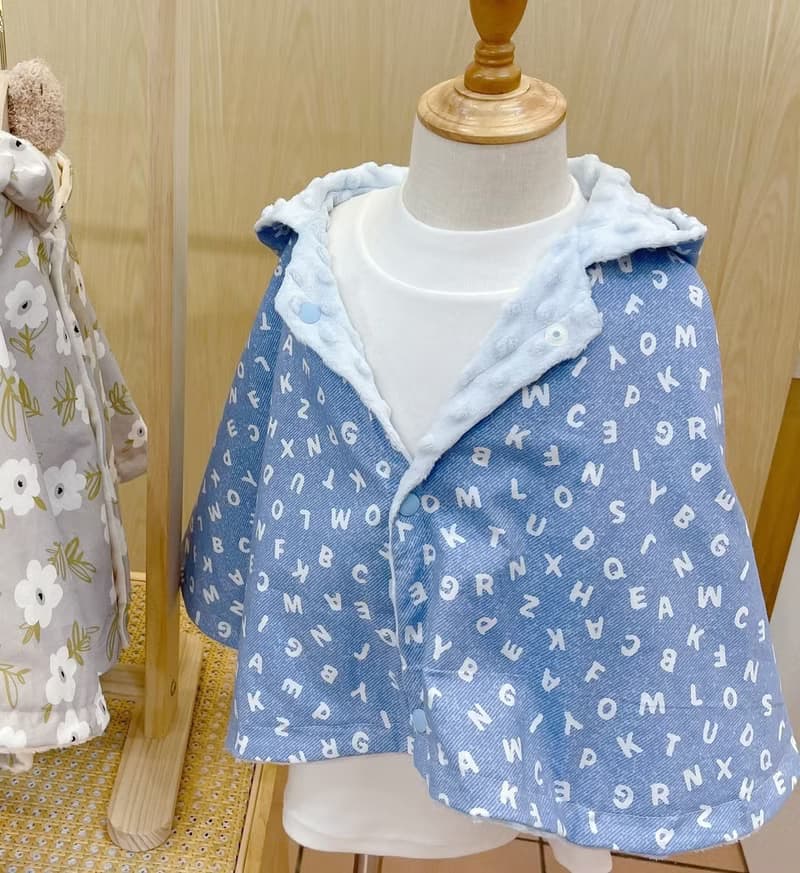 牛仔Boy英文學 嬰幼兒80-100公分 手工保暖斗篷嬰兒禮物 彌月禮盒