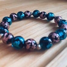 【琉璃系列】10MM暗粉併孔綠琉璃珠手鍊