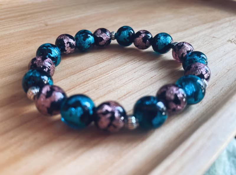 【琉璃系列】10MM暗粉併孔綠琉璃珠手鍊