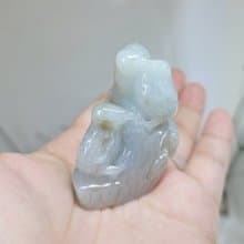 【親翠】天然翡翠 手工雕刻 親嘴鳥一家種水小擺件 紙鎮 畢業禮物