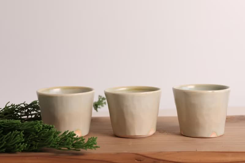 青黃梅灰小茶杯