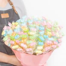 特惠組--精緻版愛心棉花糖X80支 + 花束底籃1個 (DIY裝入)