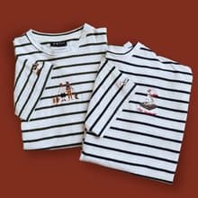 (男女皆可) 短袖彈性棉上衣 : Stripe Collection