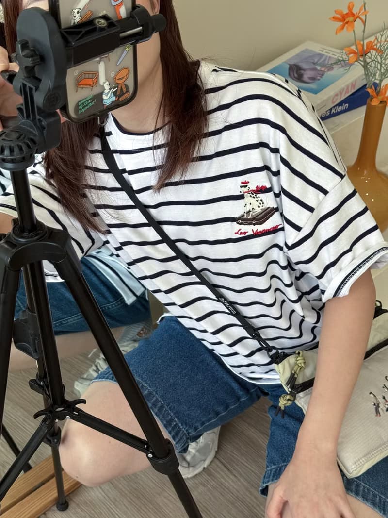 (男女皆可) 短袖彈性棉上衣 : Stripe Collection