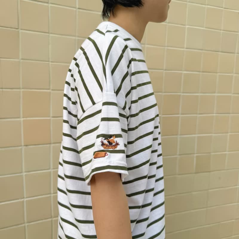 (男女皆可) 短袖彈性棉上衣 : Stripe Collection