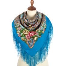 Pavlovo Posad Russian Shawl 100% Wool Scarf 125x125 cm Wrap Silk Fringe 1802-13