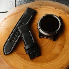 Garmin Watch Black Leather Strap With Quickfit Garmin Connector