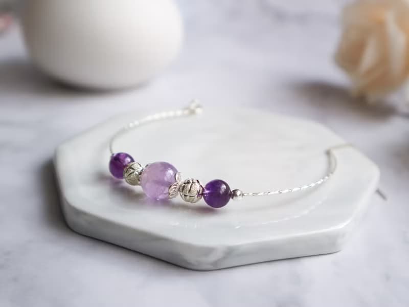 【Amethyst Series】原創DIY手環 薰衣草紫晶 紫阿塞 925純銀手鍊