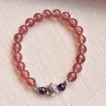 深色閃耀草莓晶+紫水晶純銀花朵手鍊