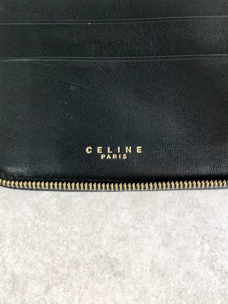 【 日本直送　名牌中古包 】CELINE セリーヌ マカダム 財布 ブラック PVC レザー ラウンドファスナー vintage ヴィンテージ p26tze