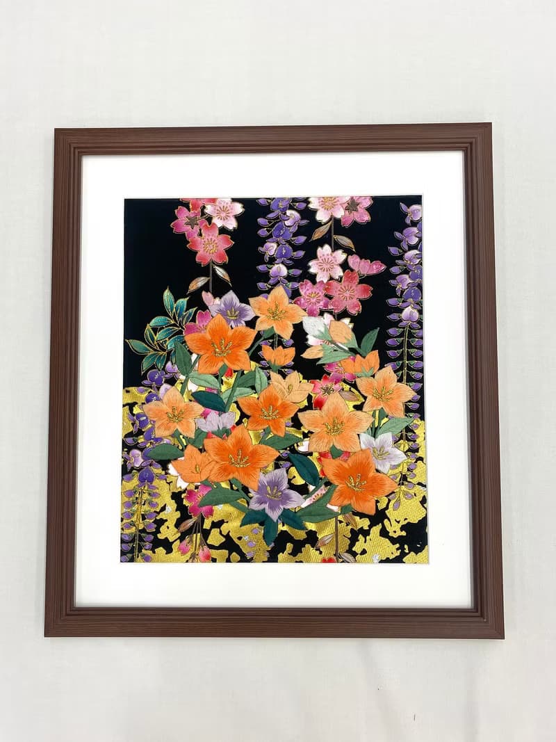 色打掛からつくるアートパネル　vintage fabric 和モダン 和風インテリア  プレゼント 結婚祝 新築祝 長寿祝 縁起物 額装インテリア　1 居家