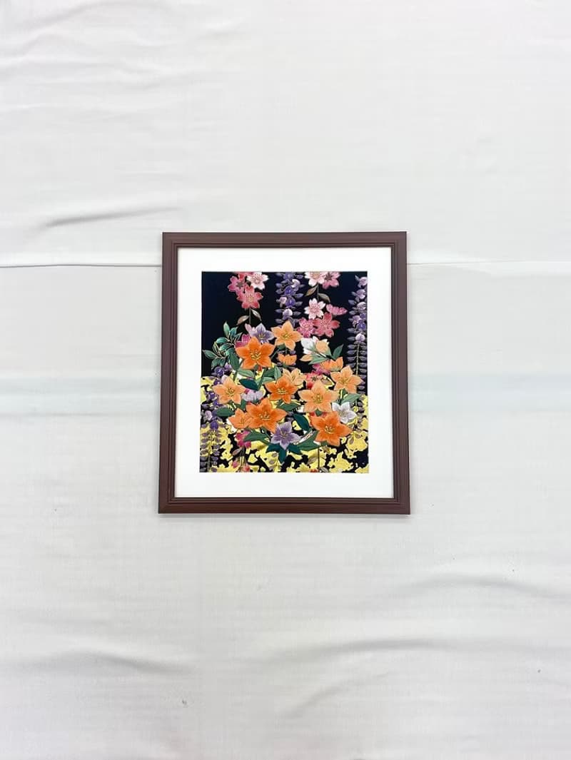 色打掛からつくるアートパネル　vintage fabric 和モダン 和風インテリア  プレゼント 結婚祝 新築祝 長寿祝 縁起物 額装インテリア　1 居家