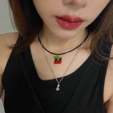 Cherry Bead Necklace Handmade