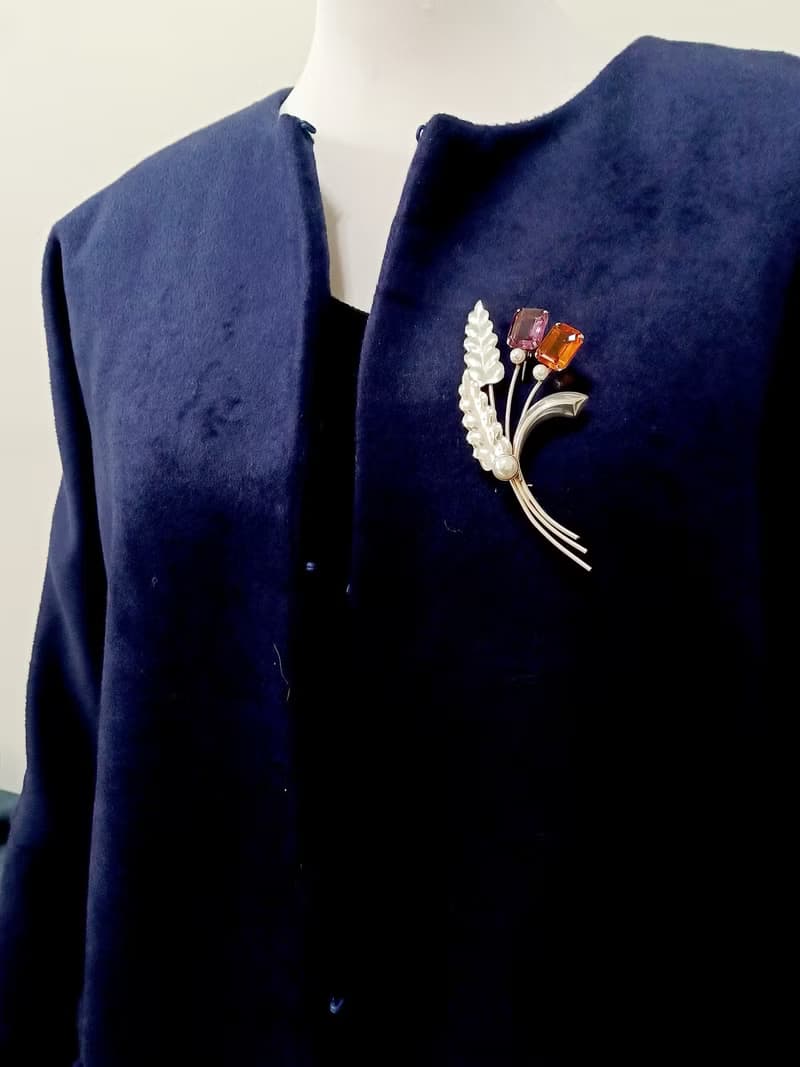 vintage jewelry 銀製立體花束別針