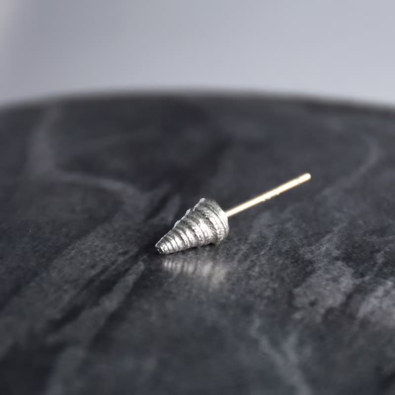 獨角獸的角 原創設計925銀幸運角螺旋紋理純銀耳釘 一對