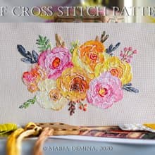 Colors Of Autumn Watercolor Bouquet PDF cross stitch pattern