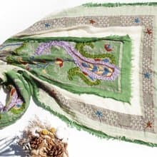 喀什米爾Cashmere/水煮羊毛披肩/針織圍巾/刺繡圍巾/羊絨披巾-花