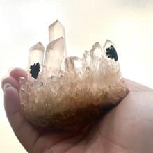 雙黑碧璽花白水晶共生晶簇/淨化/療癒/靜心/擺件/可站立