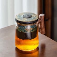 【無用日常】復古懷舊/泡茶杯/耐熱玻璃杯/實木把手/花茶杯