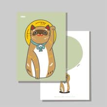 原創明信片/招財貓_狸貓招財貓/原創插畫/貓咪/文創卡片