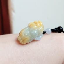 【親翠】天然翡翠 冰黃鴻運當頭三足金蟾頭大呆萌可愛項鍊 | 招財