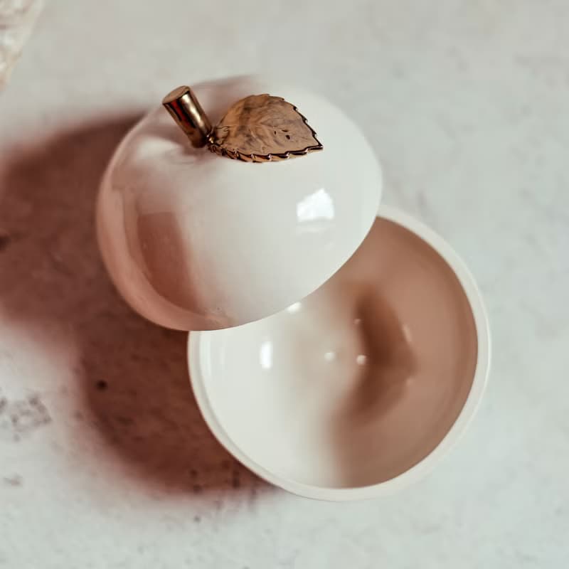 Ceramic apple cookie jar, jewelry bowl. Trinket box with lid or vanity jar