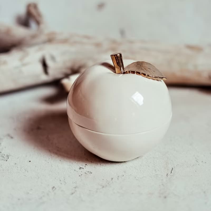 Ceramic apple cookie jar, jewelry bowl. Trinket box with lid or vanity jar