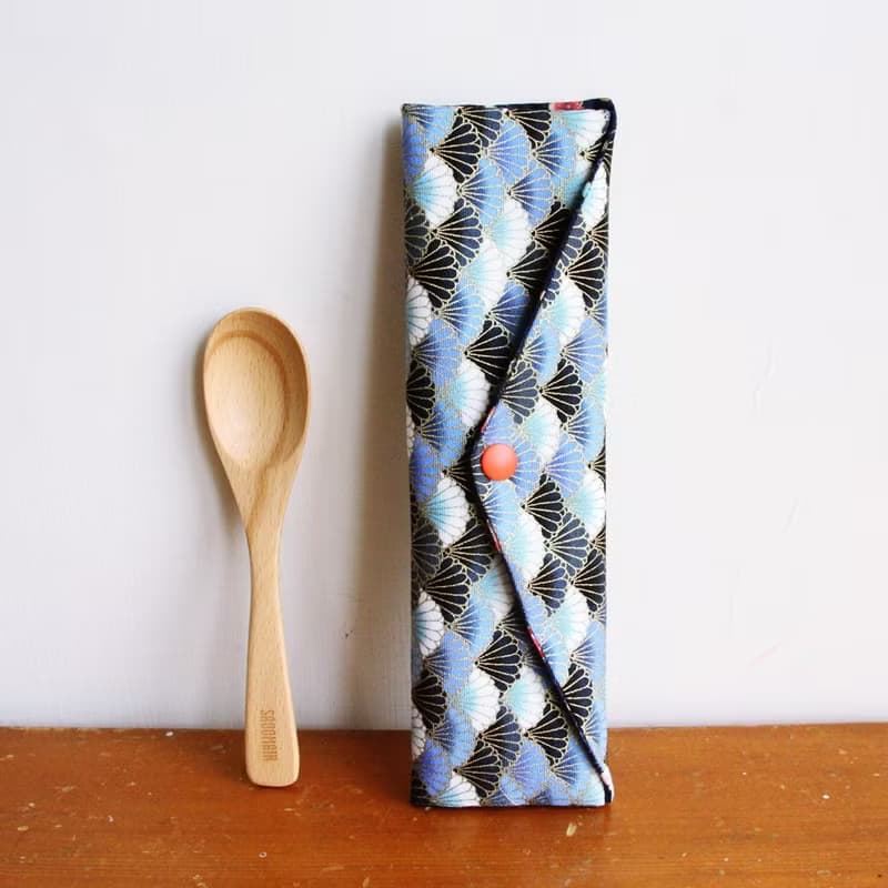 文青風環保筷袋 ~貝殼海 湛藍 日系 收納包  手作餐具袋.交換禮物