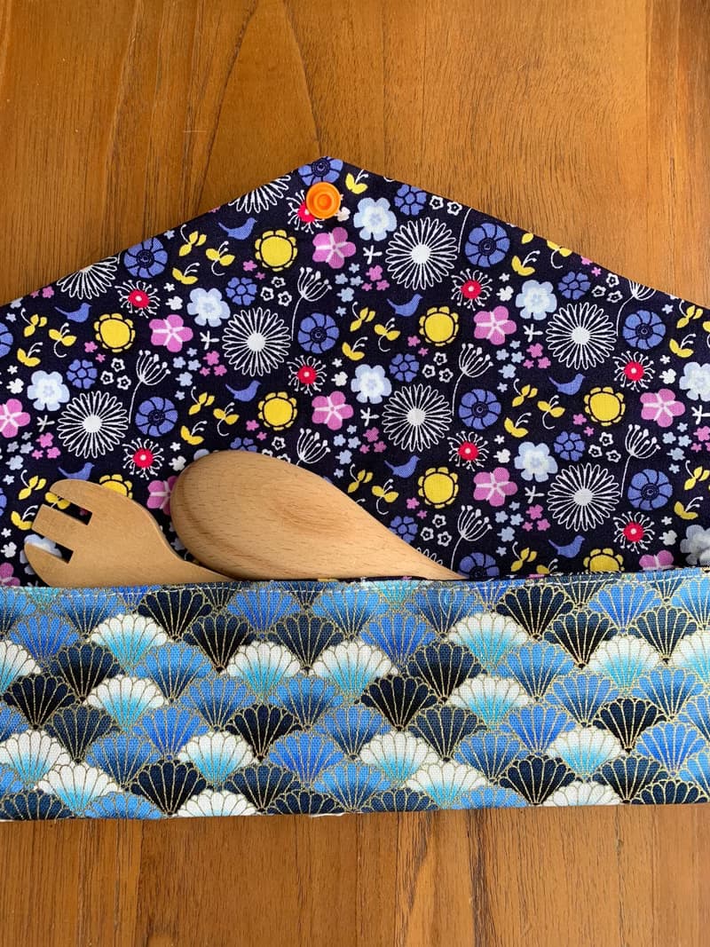 文青風環保筷袋 ~貝殼海 湛藍 日系 收納包  手作餐具袋.交換禮物