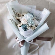 情人節|永生花+乾燥花│藍白玫瑰永生乾燥花花束│不凋花│