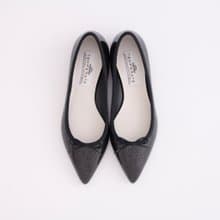 IRMA GLITTER (BLACK) PVC POINTED TOE FLATS SHOES ポインテッドトゥ バレエシューズ
