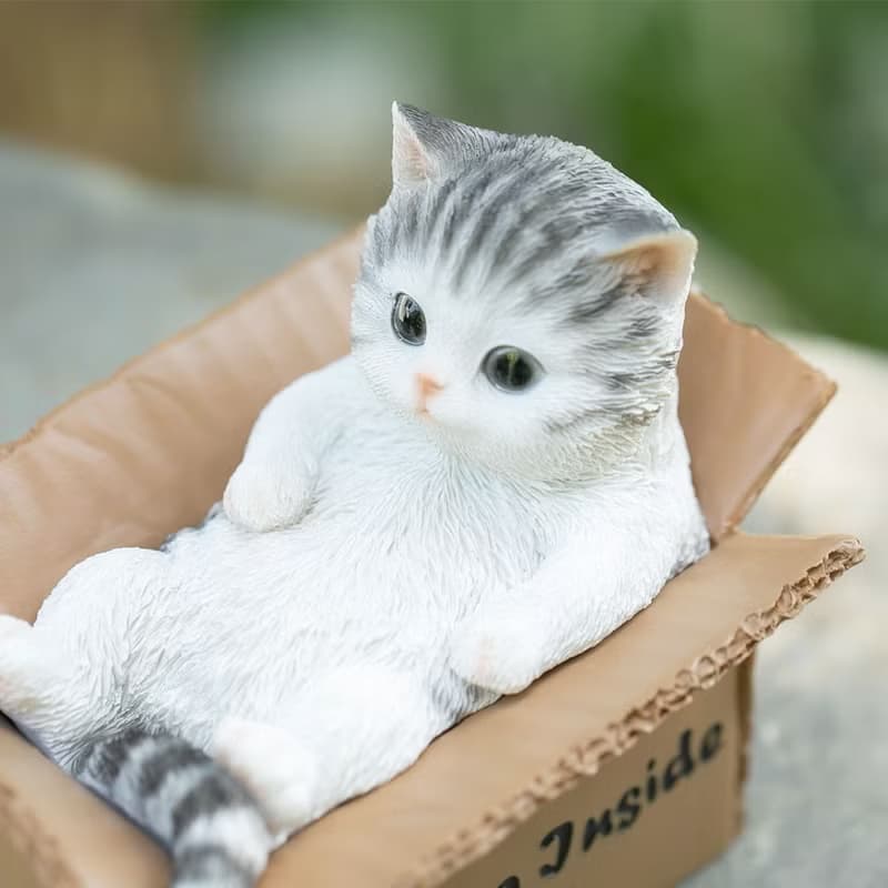 デバリエ【正規品】ca237-s 猫の置物 サバトラ 小物入れ レジン製 ギフト 誕生日プレゼント
